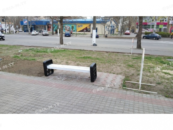 В Мелитополе активисты испортили тротуарную плитку (фото)