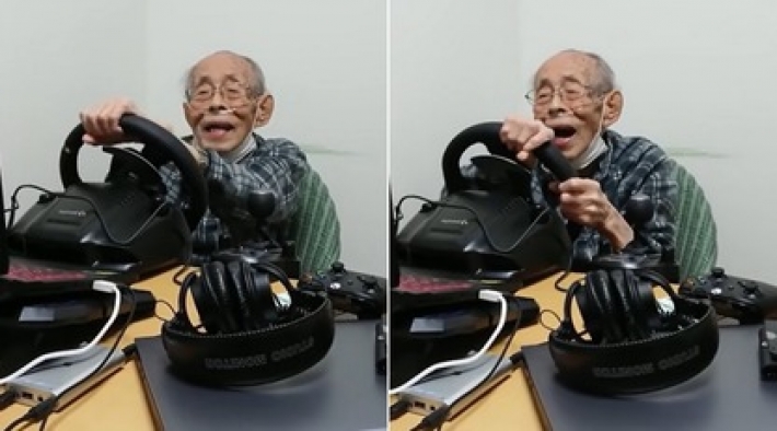 93-летний водитель сдал права и сел за руль гоночного авто - на виртуальной трассе он круче внука-геймера