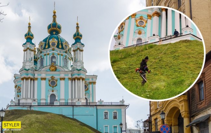 В Киеве решили оригинально покосить траву: использовали 