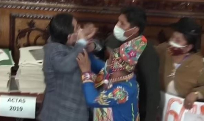 В парламенте Боливии подрались депутаты (видео)