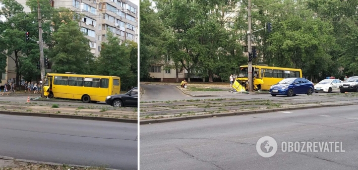 В Киеве маршрутка влетела в столб на скорости, пострадали пассажиры (Фото)