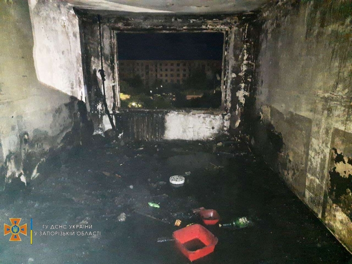 В Запорожской области тушили пожар в многоэтажке (фото)