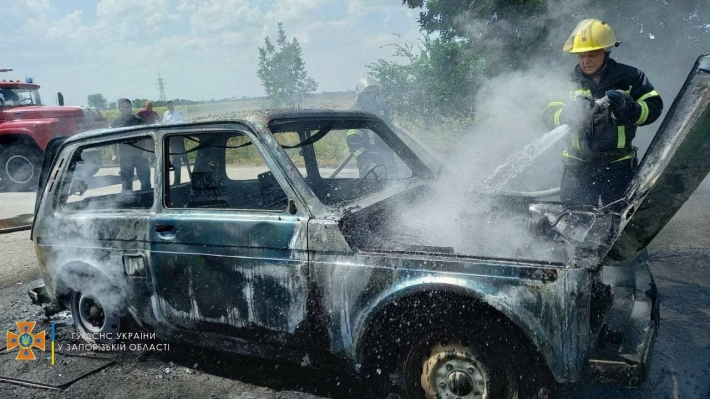 В Запорожской области во время движения загорелся автомобиль