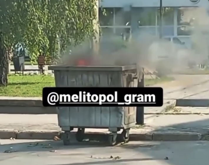 В Мелитополе вандалы развлекались с мусорным баком (видео)