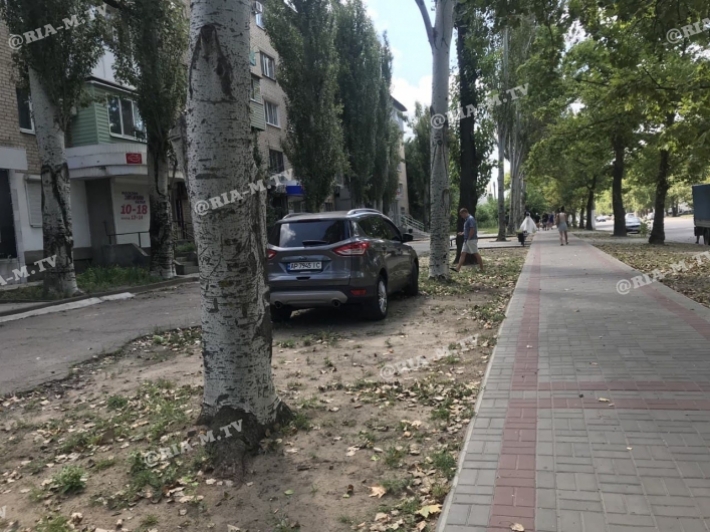 Круче всех – в Мелитополе паркуются уже и на газонах (фото)