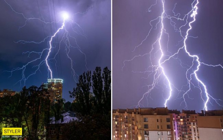 Смотрите, как молнии в Киеве устраивали световое шоу этой ночью (фото, видео)