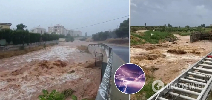 Проливные дожди в Испании вызвали наводнение: улицы затоплены, тысячи людей без электричества (Видео)