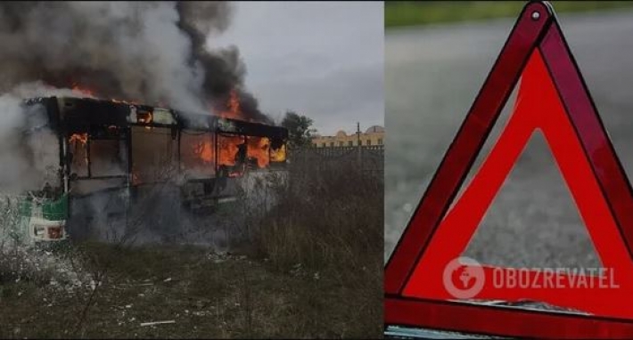 На Житомирщине загорелся автобус: водитель погиб, много пострадавших