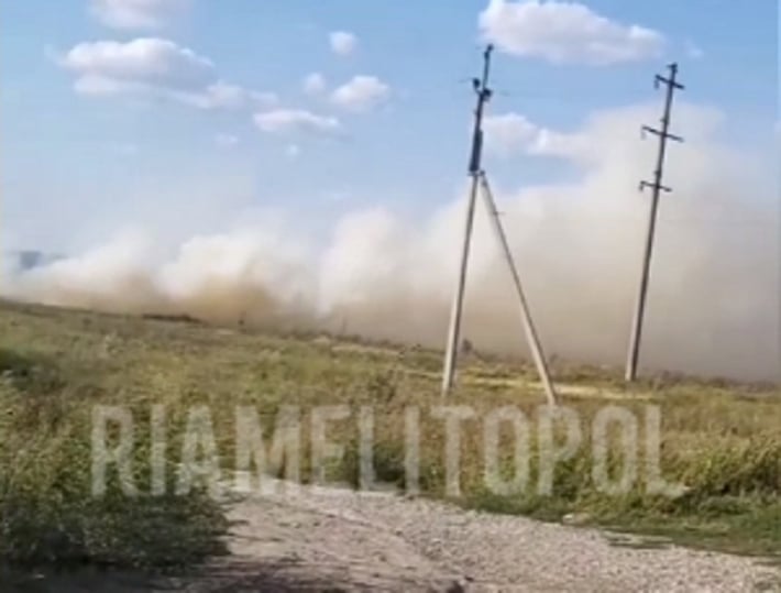 Под Мелитополем горит поле (видео)