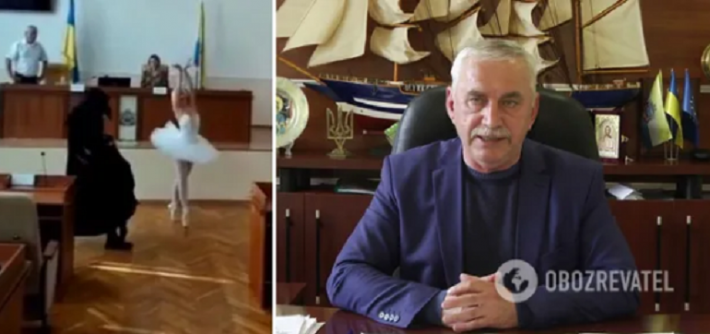 "Лебединое озеро" и чиновница в пачке: в Черноморске мэру на день рожденья устроили шоу. Видео