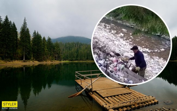 Вандалы сбрасывают мусор в реку у озера Синевир: 