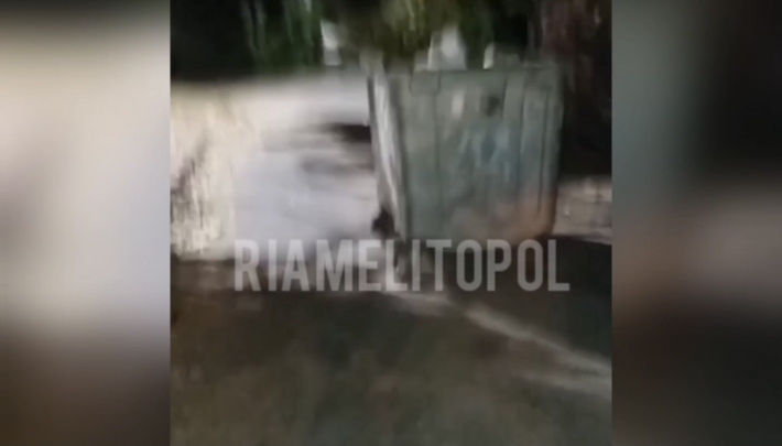 В Мелитополе вандалы развлекались с мусорным баком (видео)