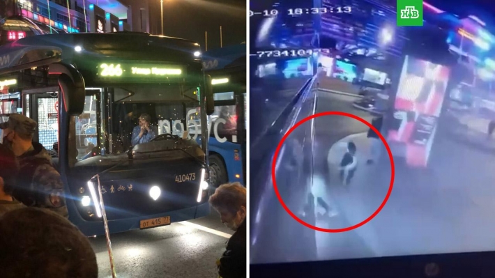 В Москве женщина во время драки упала под автобус (видео 18+)