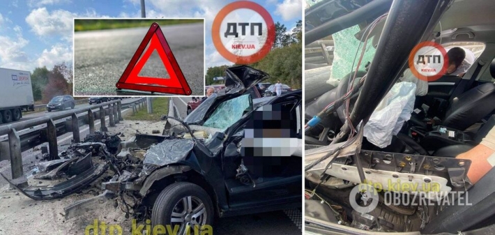 Под Киевом авто на скорости влетело в отбойник, он "прошил" салон: водитель чудом выжил (Фото)
