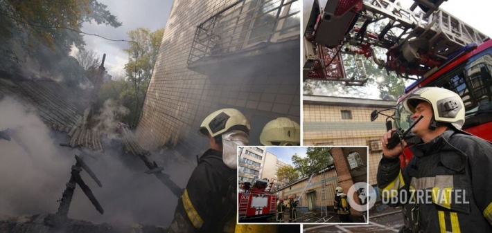 В Киеве вспыхнул пожар в Институте урологии: пациентов выводили из здания (Фото)