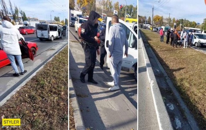В Киеве водитель микроавтобуса сбил полицейского, который оформлял ДТП (фото)