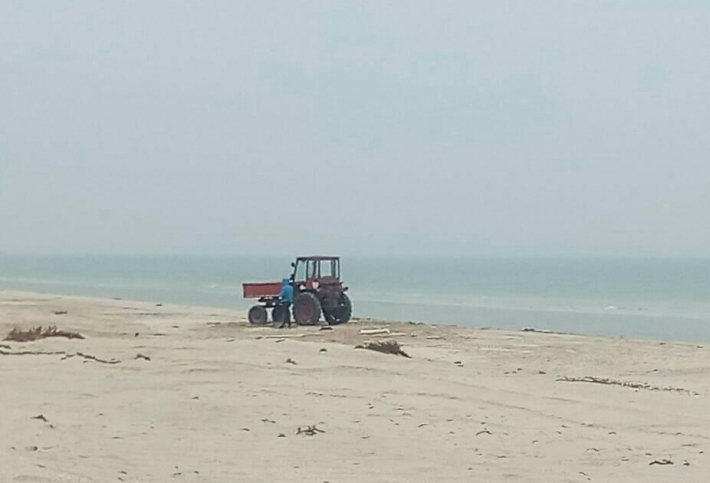 В Кирилловке с берега моря вывозят песок (фото)
