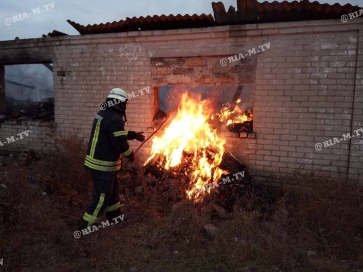 Под Мелитополем спасатели тушили горящее здание с соломой (фото)