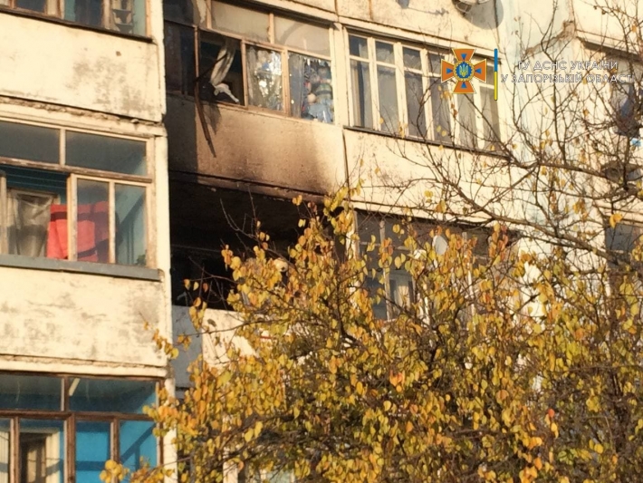 В Запорожской области спасатели тушили пожар в девятиэтажке (фото)