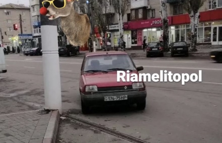 В Мелитополе водитель Рено припарковался, перегородив полосу движения (фото)