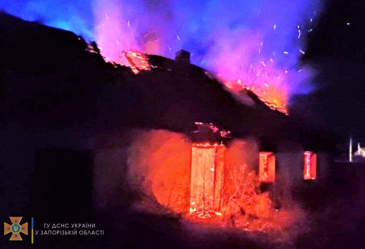 В Запорожской области три часа боролись с пожаром в жилом доме (фото)