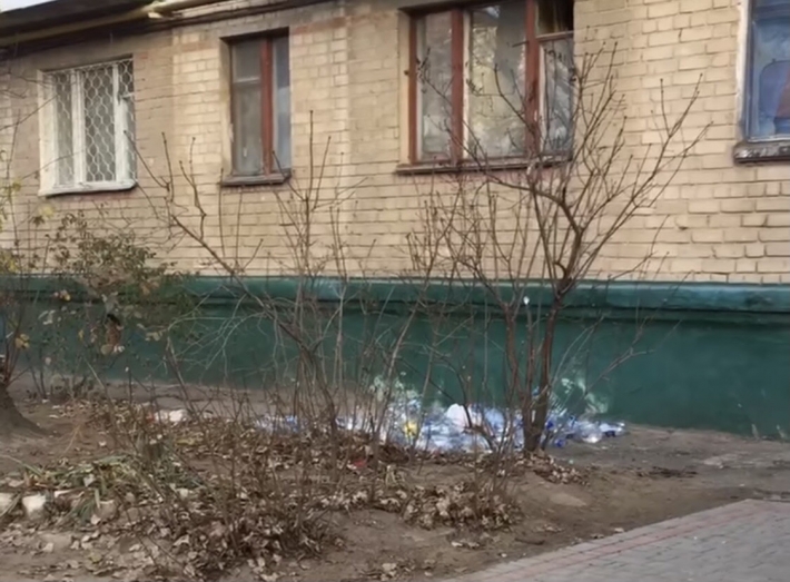 В Мелитополе пенсионерка выкидывала гору мусора из окна (видео)