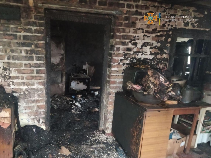 В Запорожской области тушили пожар на территории частного дома (фото)