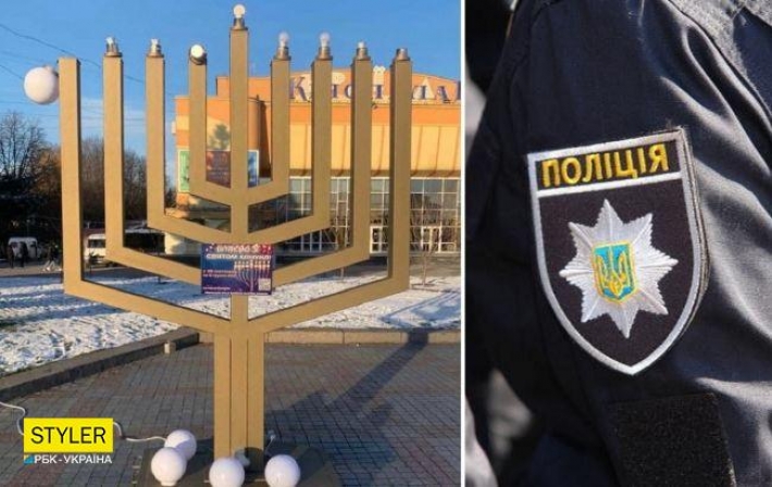 В центре Ровно вандалы разбили ханукию и оставили записку (фото)