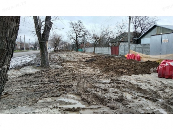 В Мелитополе пешеходную зону превратили в грязное месиво (фото)