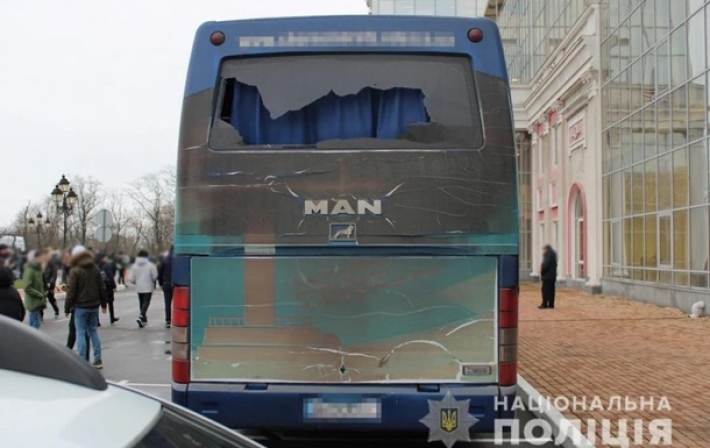 В Одессе вновь атаковали автобус Черноморца (видео)