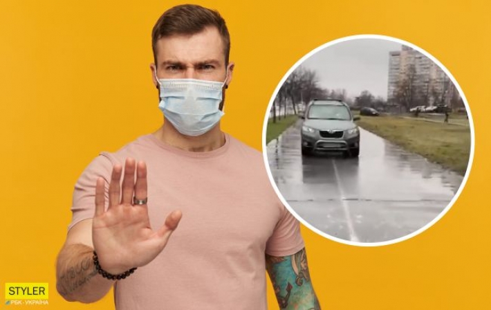 В Киеве пешеход проучил водителя, который гонял по тротуару (видео)