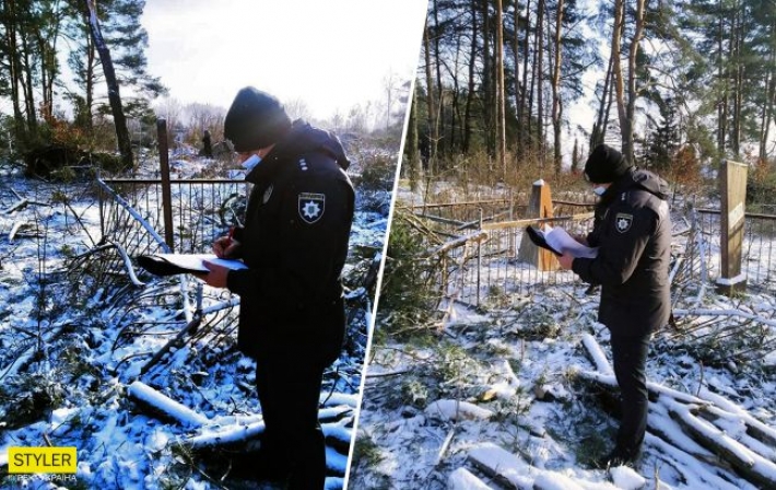 Под Черниговом предприниматель рубил деревья на кладбище и повредил 15 могил (фото)