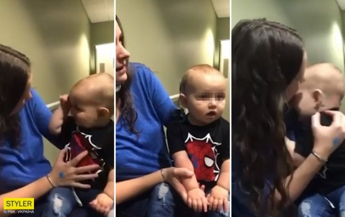 Самое трогательное видео дня: глухой 9-месячный мальчик впервые услышал папу и маму
