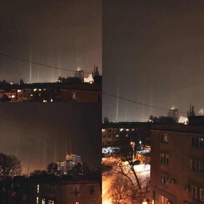 Под Одессой в небе появились "световые столбы" из-за морозов