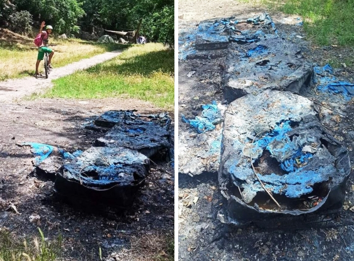 В Запорожье неизвестные вандалы сожгли общественный туалет (фото)