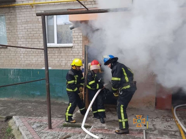 Пожар в мелитопольской девятиэтажке тушили четыре экипажа спасателей (фото)