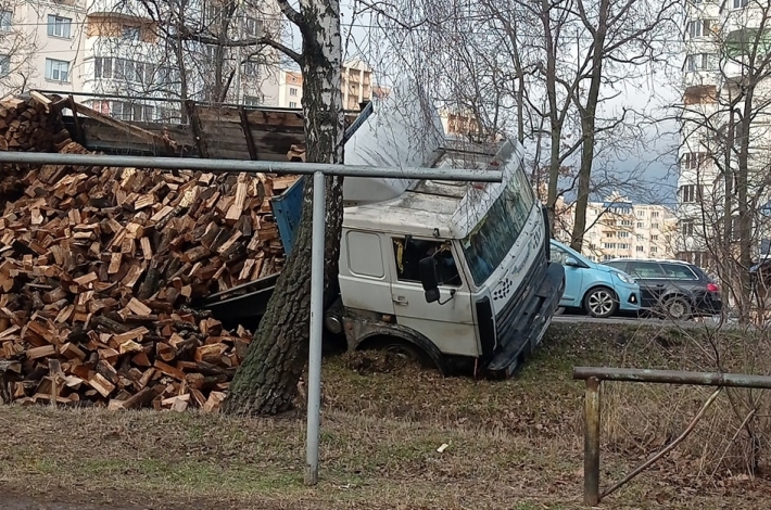 Психанул не по-детски: под Киевом водитель пустил грузовик под откос, фото