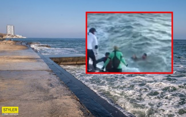 Рождественское чудо: в Одессе любители утренних пробежек спасли женщину, тонувшую в море (видео)