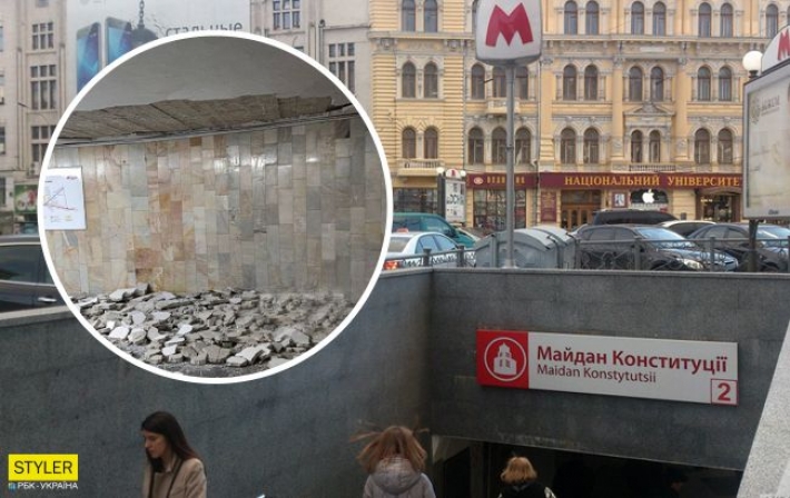 В метро Харькова в час пик обвалился потолок (фото)