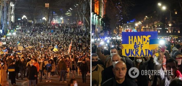 "Руки прочь от Украины!" В Грузии тысячи человек вышли на митинг против российской агрессии