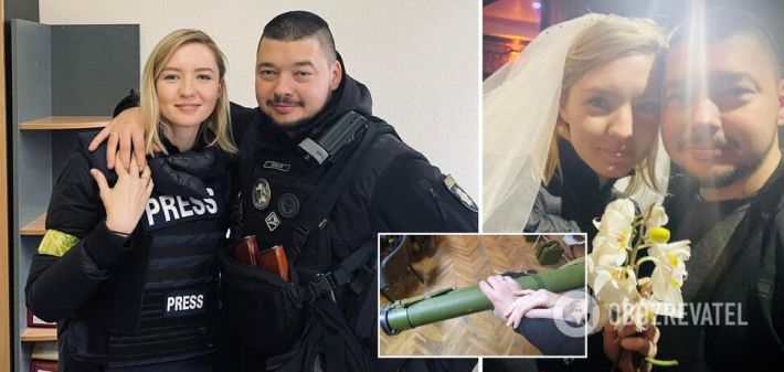 Полицейский Юрий Зозуля и журналистка Ангелина Карякина поженились в Киеве в разгар войны (Фото)