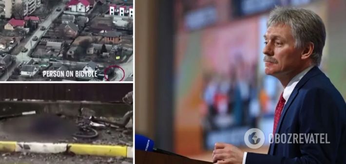Ведущий SkyNews в ответ на ложь Пескова о Буче показал видео, как оккупанты расстреляли женщину на велосипеде