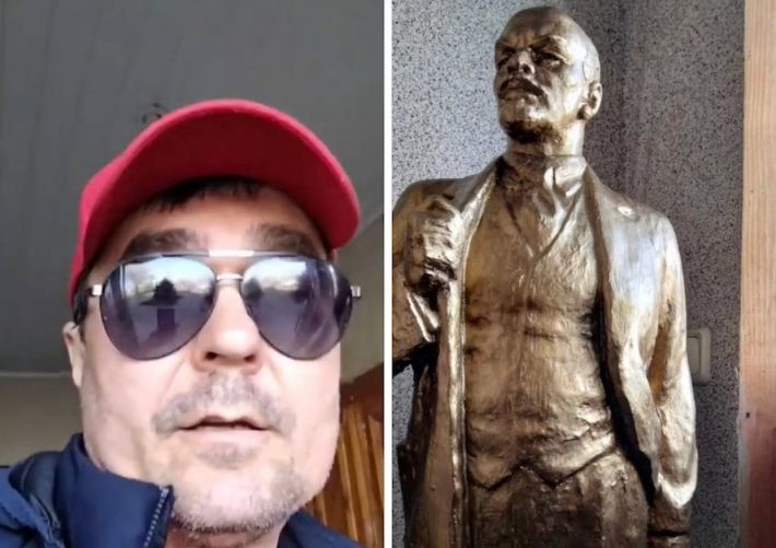 Курьёзы. В Мелитополе коммунист носит памятник Ленину по городу (фото)