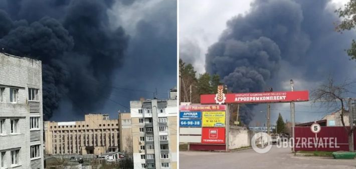В российском Брянске после нефтебазы загорелся мясокомбинат: первые фото
