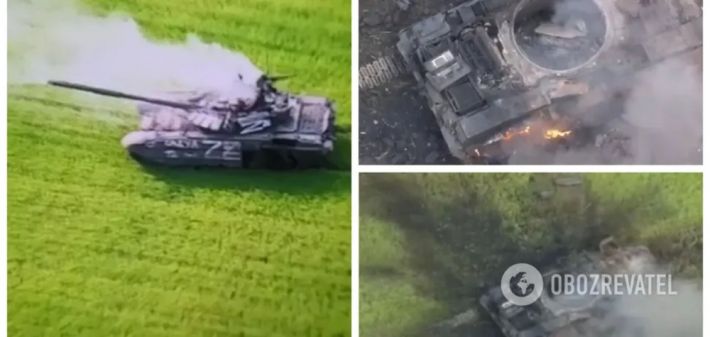 ВСУ "поджарили" вражеский танк с оккупантами: заехал на пшеничное поле. Видео