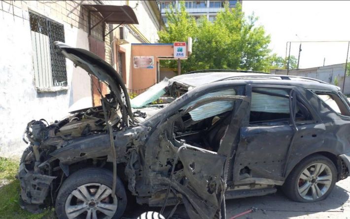 Появилось видео взорванного автомобиля в Мелитополе