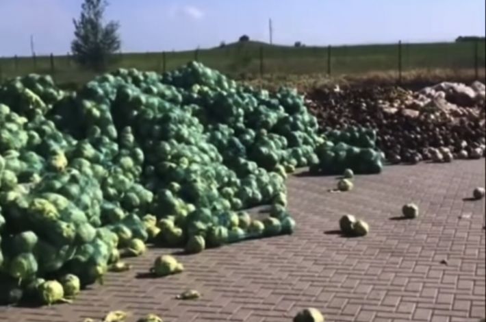 Тонны овощей на дороге - грузовикам с овощами из Мелитополя продолжают блокировать выезд (видео)