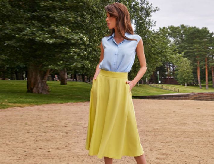 Образы с юбками миди - идеальный аутфит для города