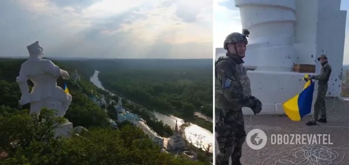 Украинские защитники подняли флаг Украины над самой высокой точкой Святогорска. Видео