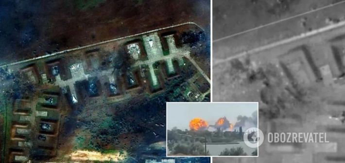 Появились первые спутниковые фото аэродрома "Саки" в Крыму до и после "бавовны"